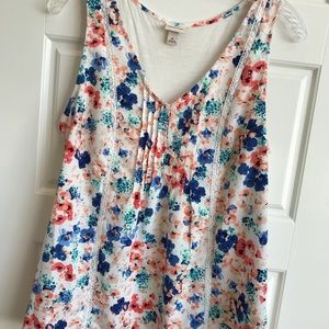 Merona Orange Floral Sleeveless Vneck Tank Medium
